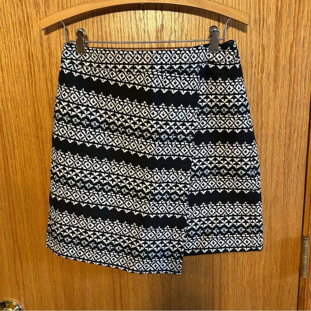 LOFT Outfit Petites Skirt Womens 4P Aztec Geometric‎ Faux Wrap Preppy BOHO